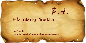 Páskuly Anetta névjegykártya